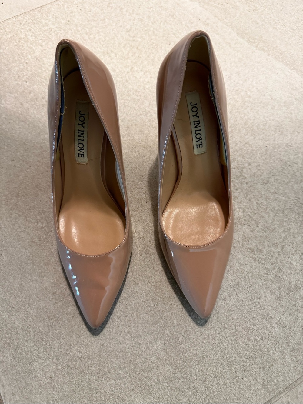 Nude Patent Pointed-Toe Pumps